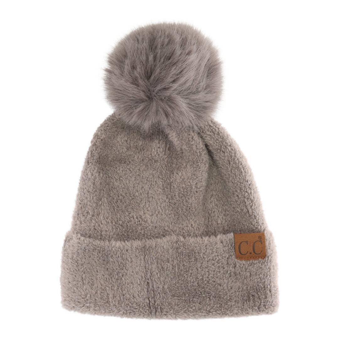 Plush Chenille Pom C.C Beanie