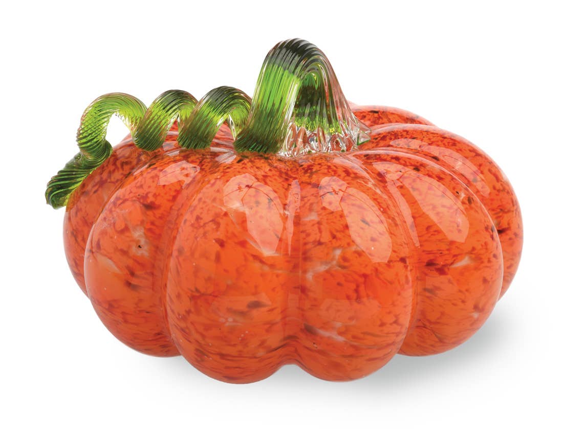 Dia Glass Pumpkin Orange With Green Stem