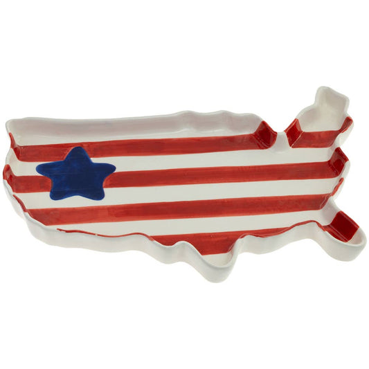 Usa Flag Shaped Ceramic Plate