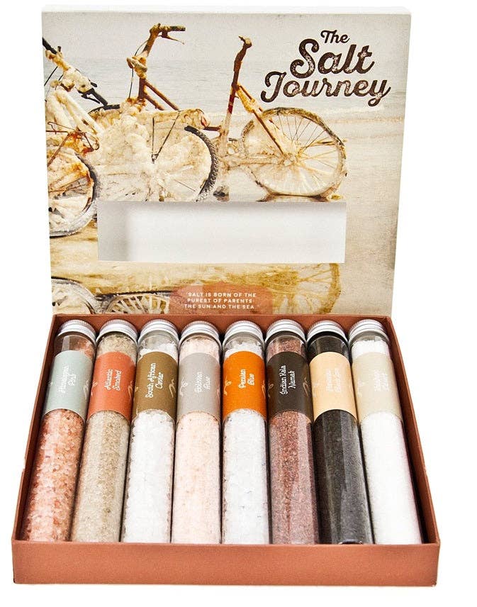 The Salt Journey | Globally Sourced Salt Sampler Collection | Gourmet Salt Seasoning Set | Grinder and Spice Jar Refill | 8-Pack Gift Set