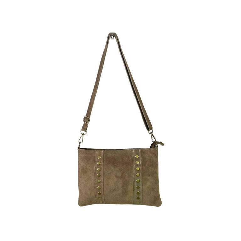 Suede Leather Shoulder Bag with Studs