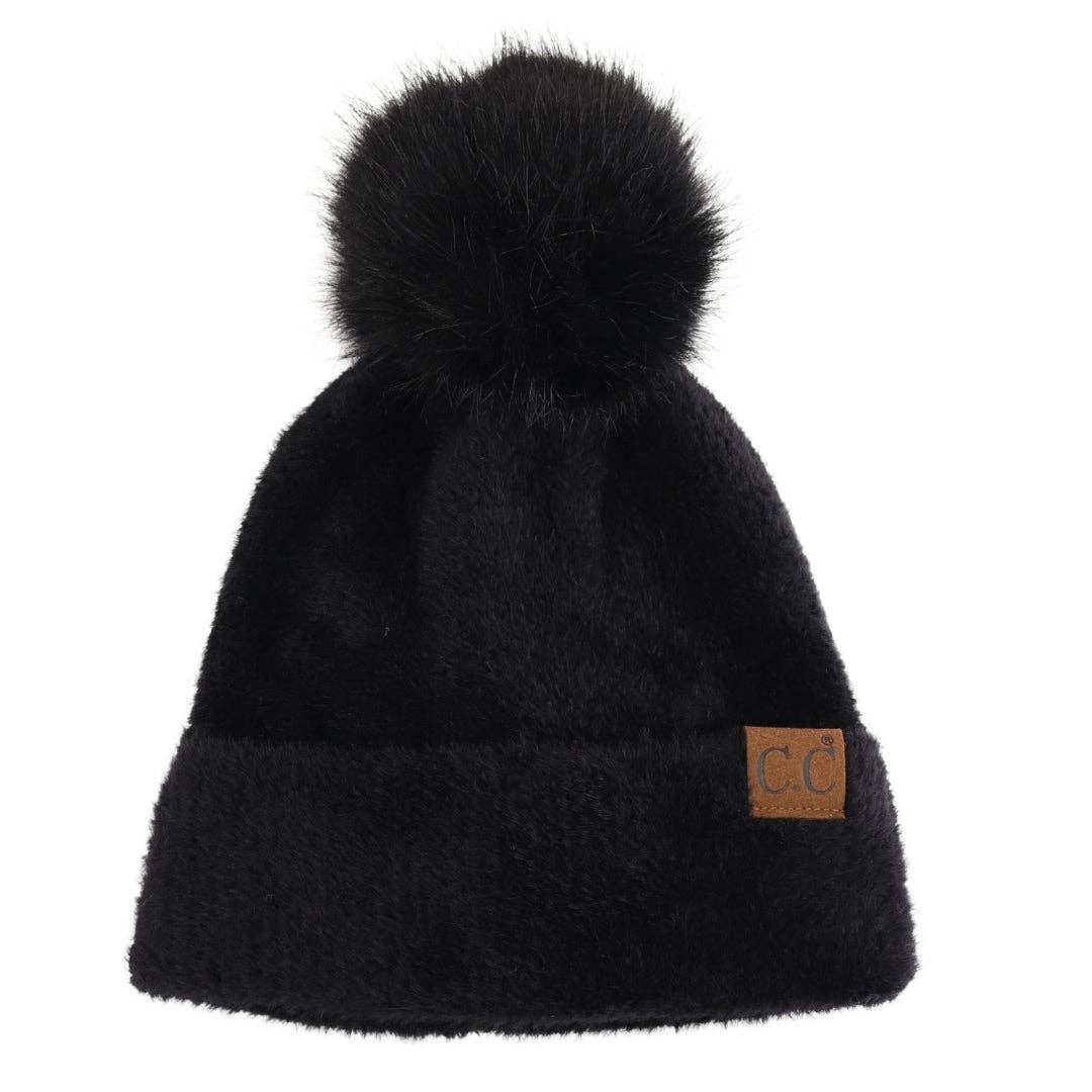 Plush Chenille Pom C.C Beanie