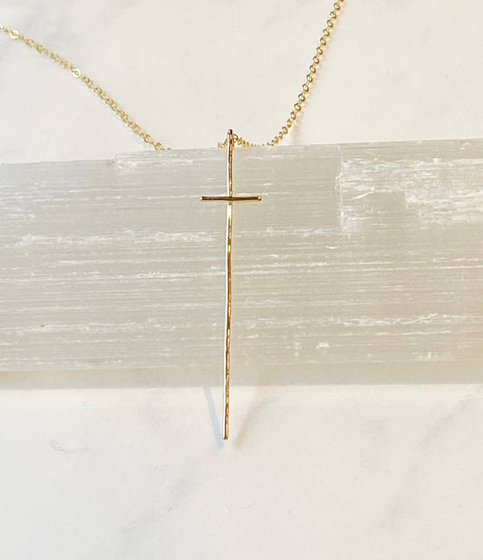 Modern cross necklace-14kt gold filled