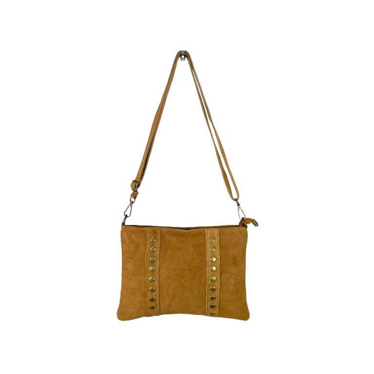 Suede Leather Shoulder Bag with Studs