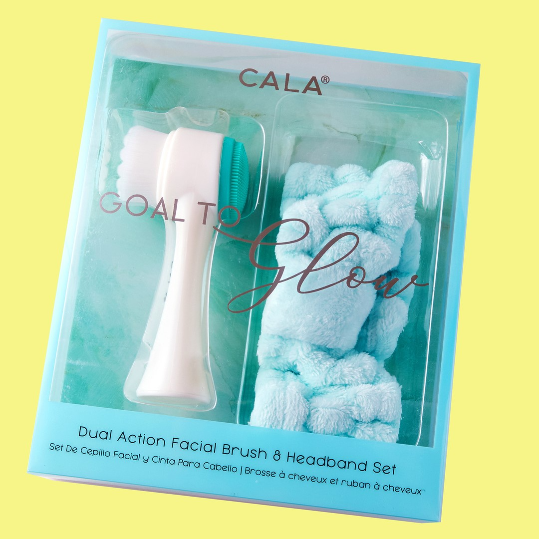 CALA Goal to Glow Dual Action Facial Brush & Headband Set: Rose Gold