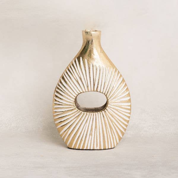 Vase Gold and White Lines Small