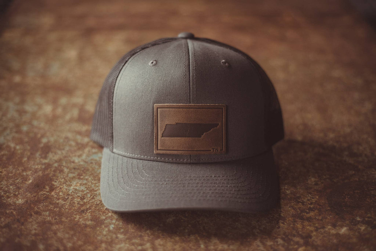 Tennessee Silhouette Hat | Leather Patch Snapback: Brown/Khaki