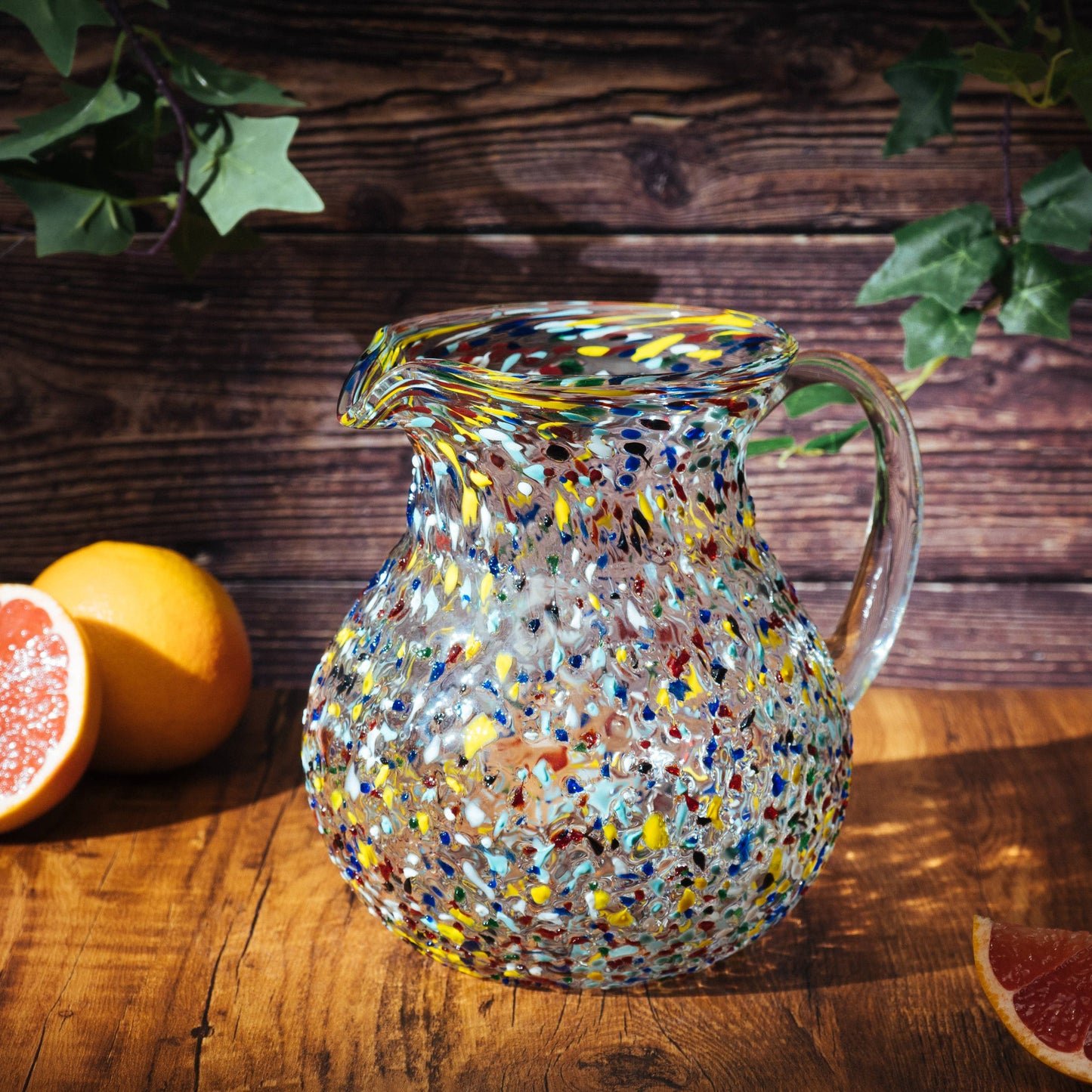 Mexican Glass Pitcher – Confetti Design 84 Oz