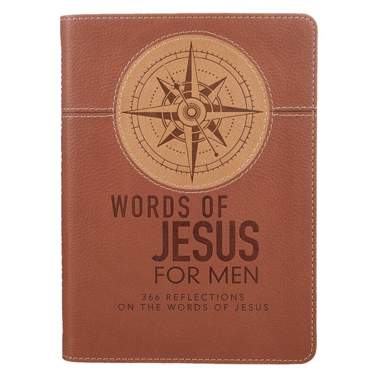 Words of Jesus For Men Saddle Tan Faux Leather Devotional