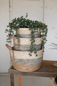 Grey Stripe Baskets