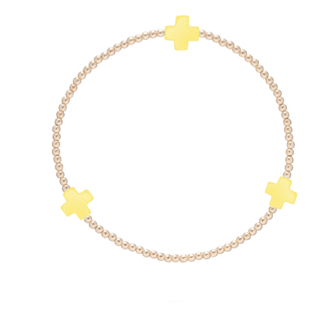 Signature Cross Gold Pattern 2mm Bead Bracelet