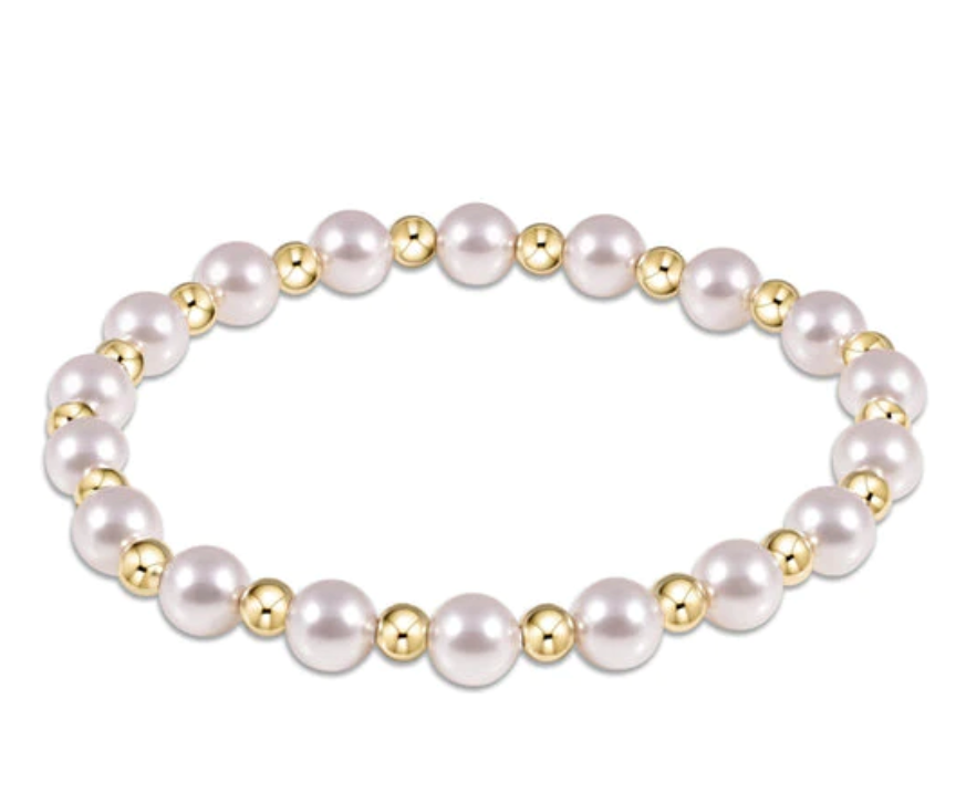 Classic Grateful 4mm Bead Bracelet- Pearl