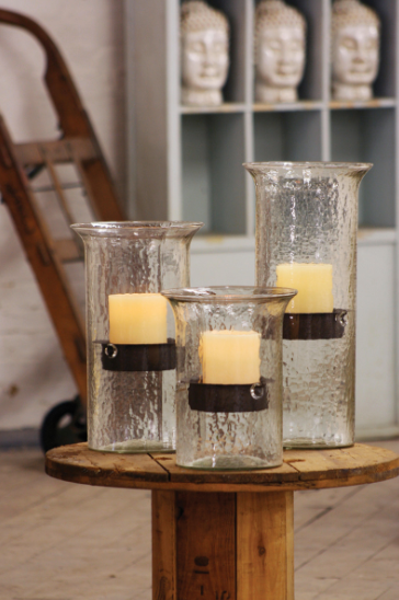 Glass Candle Cylinder with Rustic Insert