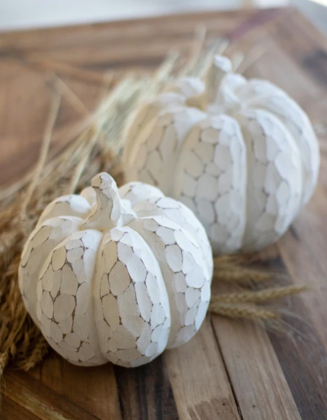 White Washed Faux Pumpkins