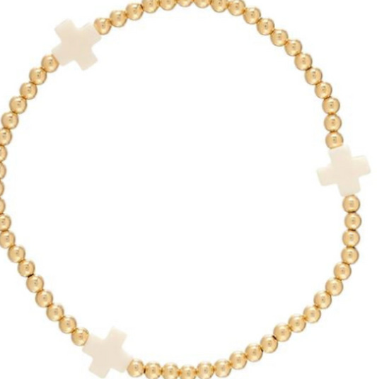 Signature Cross Gold Pattern 3mm Bead Bracelet