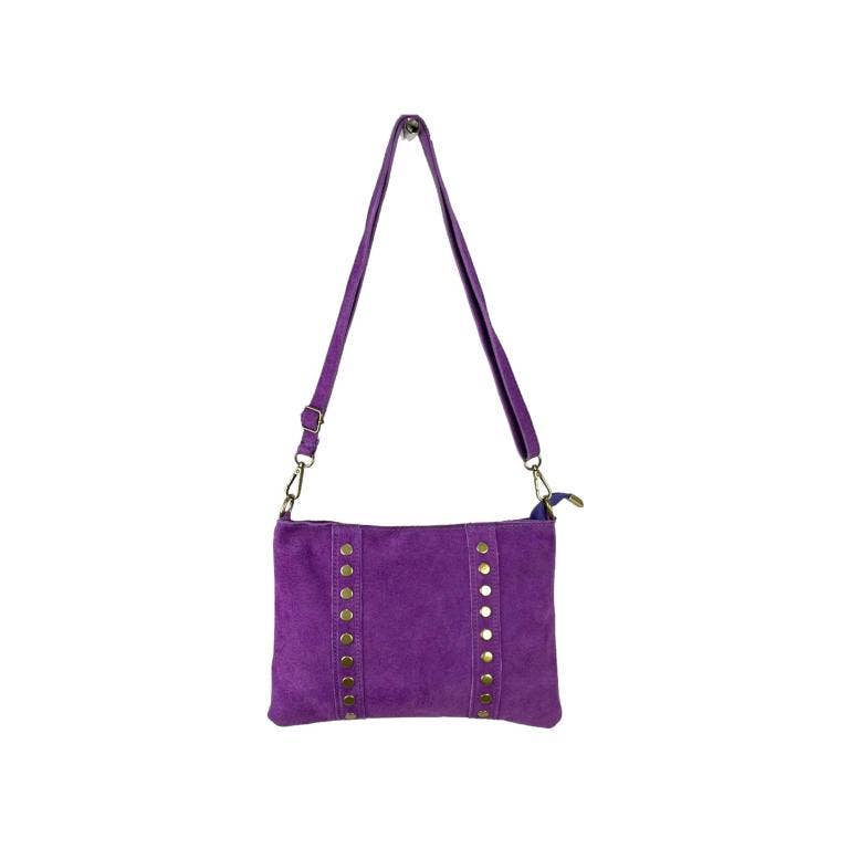 Suede Leather Shoulder Bag with Studs