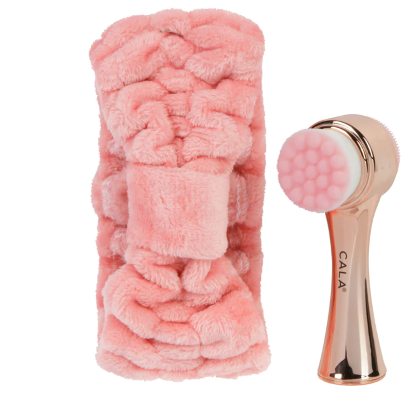 CALA Goal to Glow Dual Action Facial Brush & Headband Set: Rose Gold