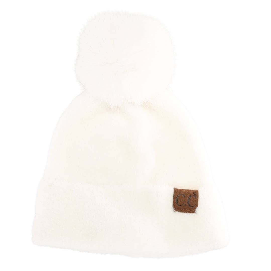 Plush Chenille Pom C.C Beanie