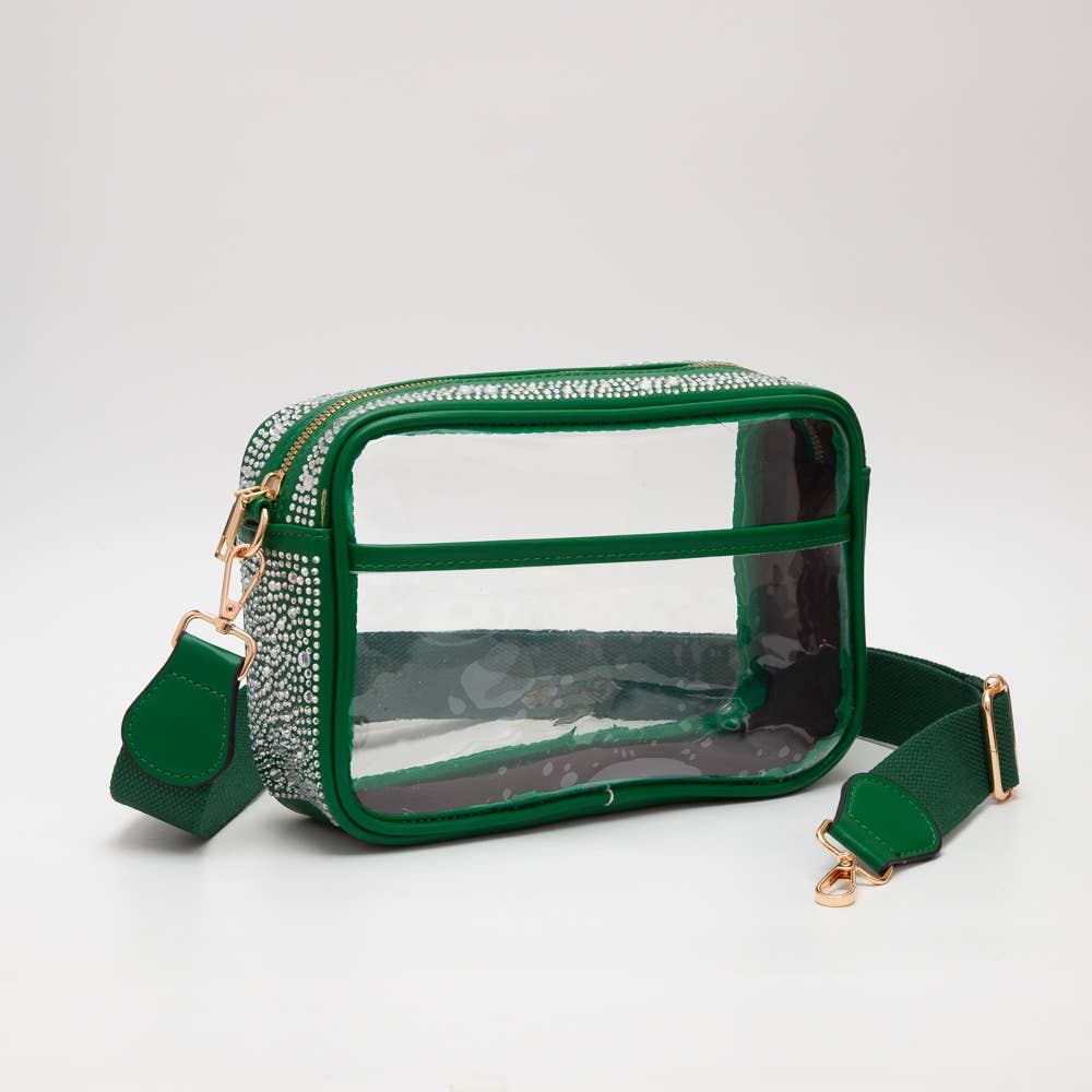 Stadium Rhinestone Rectangle Clear Bags: Gold