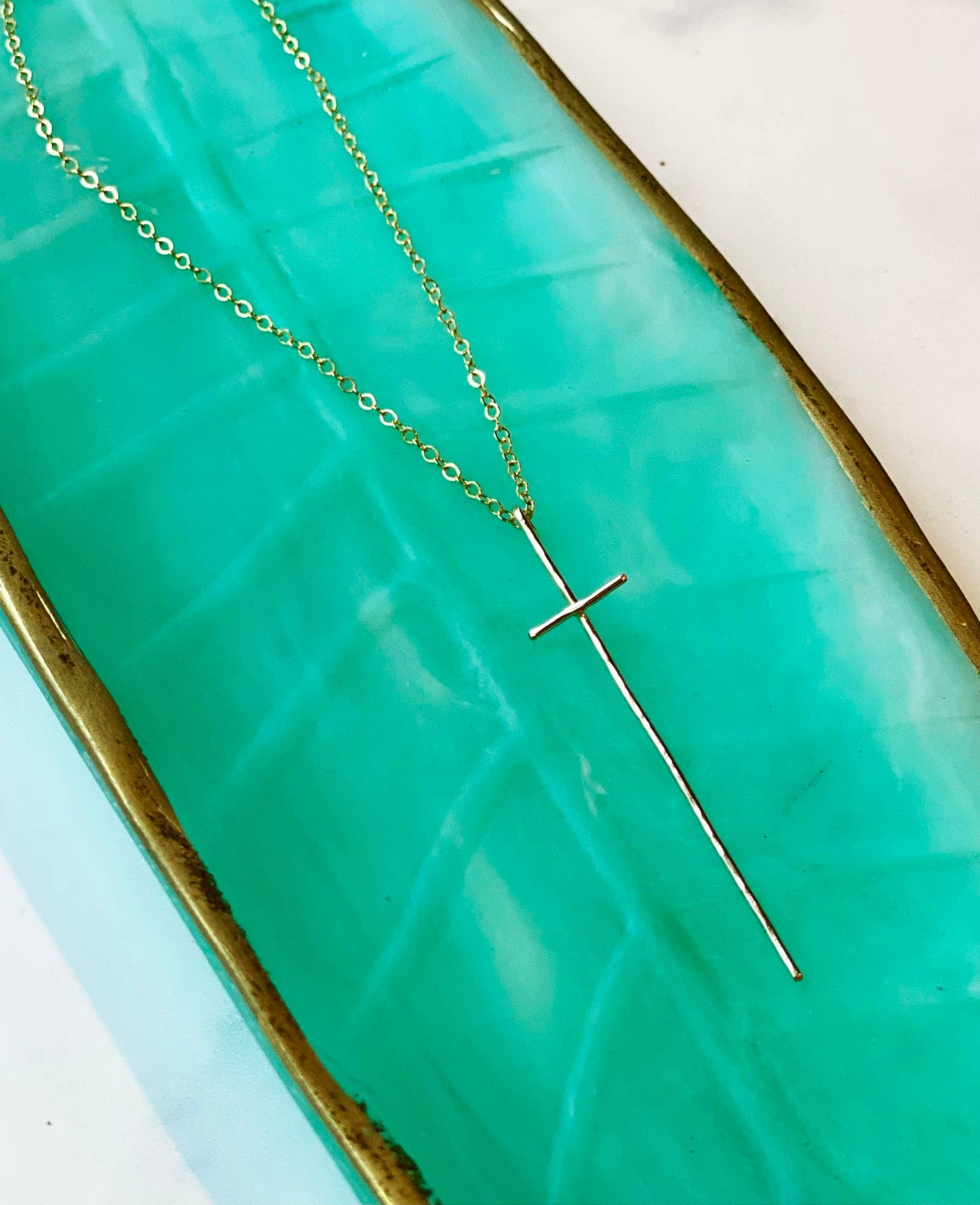 Modern cross necklace-14kt gold filled