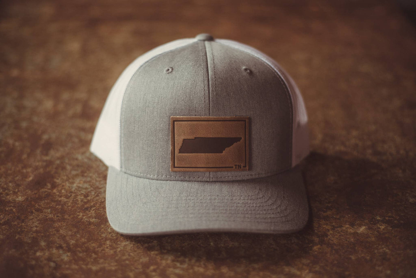 Tennessee Silhouette Hat | Leather Patch Snapback: Brown/Khaki