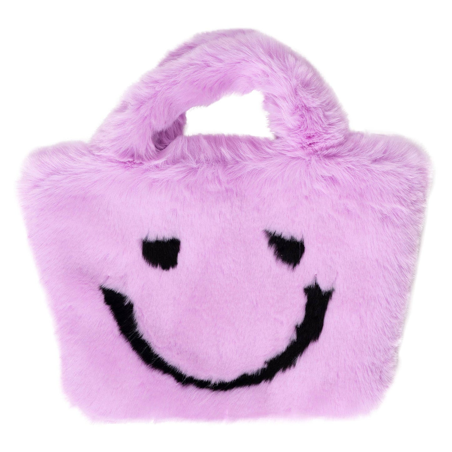 Faux Fur Fuzzy Happy Face Purses for Kids: PINK