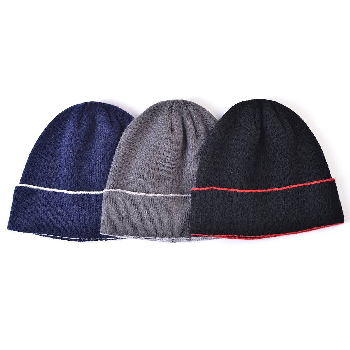 Fairfax Fur Lined Beanie: Black/Red