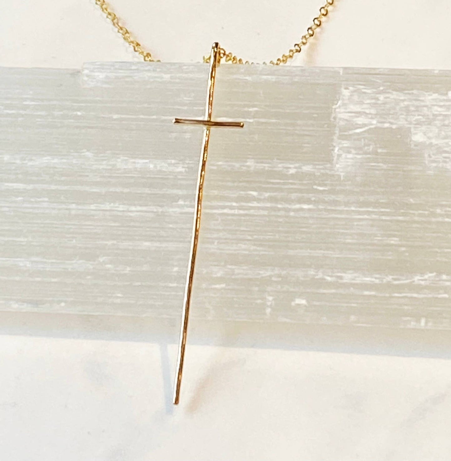 Modern cross necklace-14kt gold filled