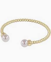 CLASSIC GOLD 3MM BEAD CUFF - PEARL