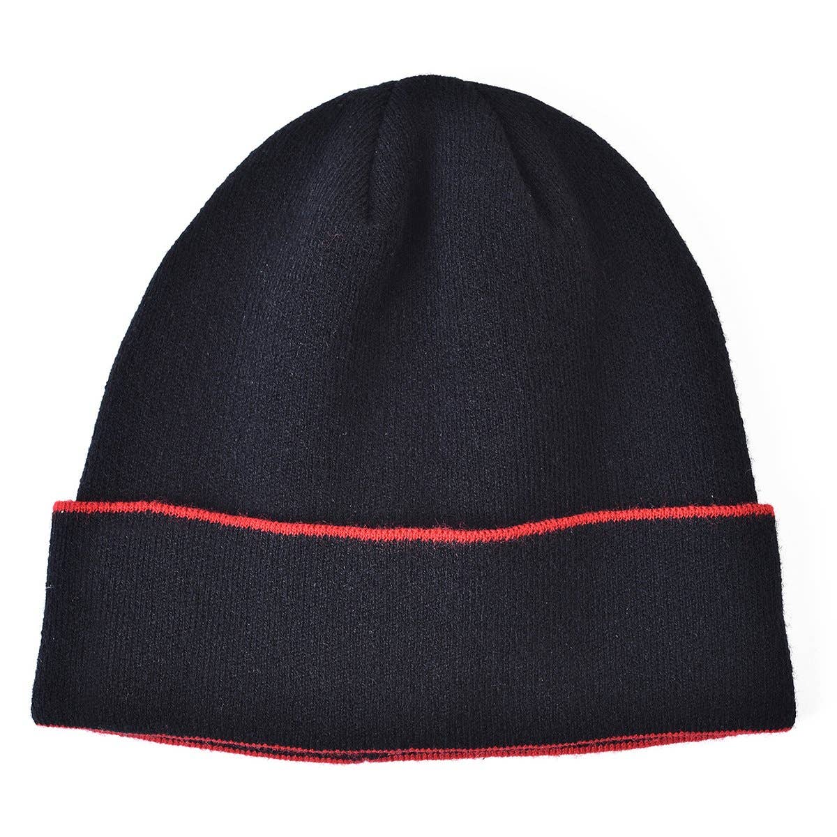 Fairfax Fur Lined Beanie: Black/Red