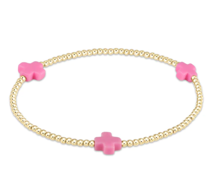 Signature Cross Gold Pattern 2mm Bead Bracelet