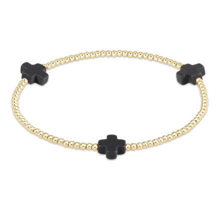 Signature Cross Gold Pattern 2mm Bead Bracelet