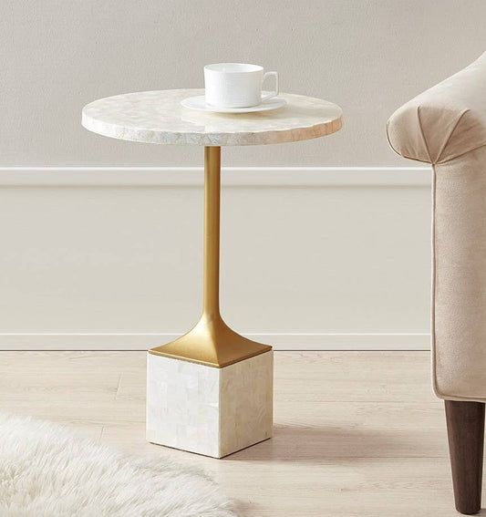 Mother of Pearl Gold Base Accent Table