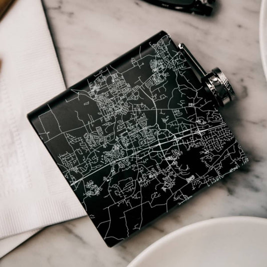 Franklin TN Map Hip Flask in Matte Black