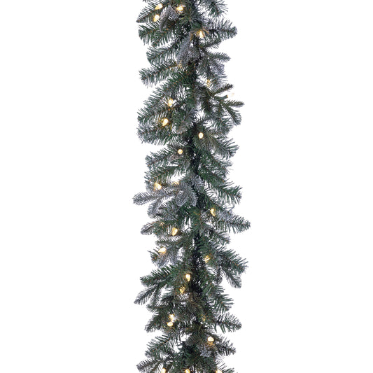 Natural Cut LED Flocked Western Pine Garland